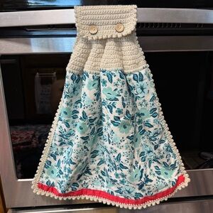 Floral Crochet Kitchen Towel
